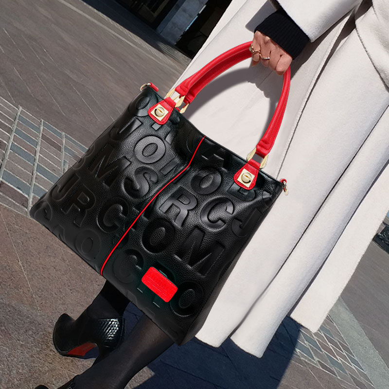 Leatherwork Letters - Torba typu tote z prawdziwej skóry