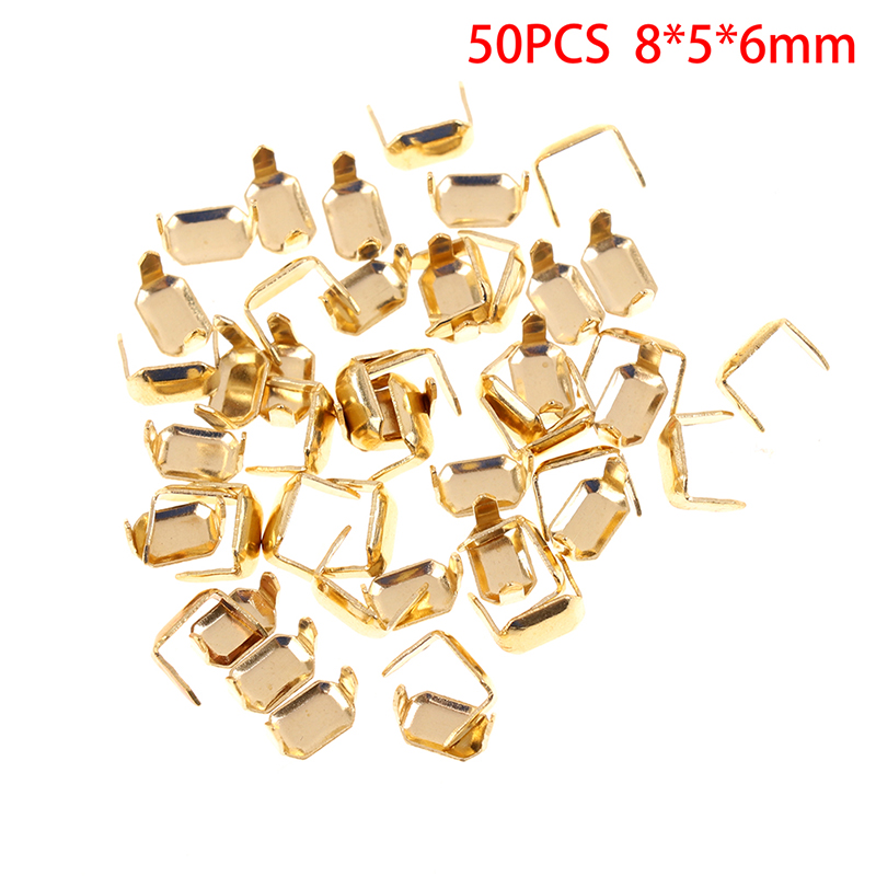 Leatherwork Hardware - 50 SZT. Mosiężne zszywki skórzane dwuzębne